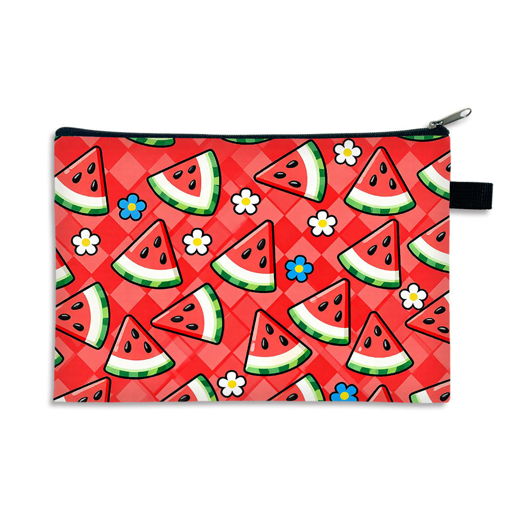 Watermelon-Print Zippered Stationery Pouch